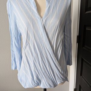 Mix By 41Hawthorne Light Blue Striped Blouse